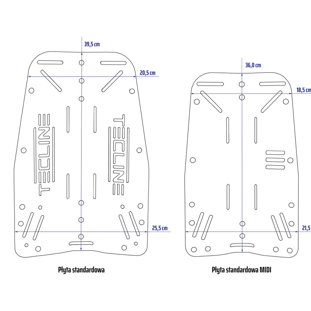 Tecline Back plate RVS 3mm MIDI