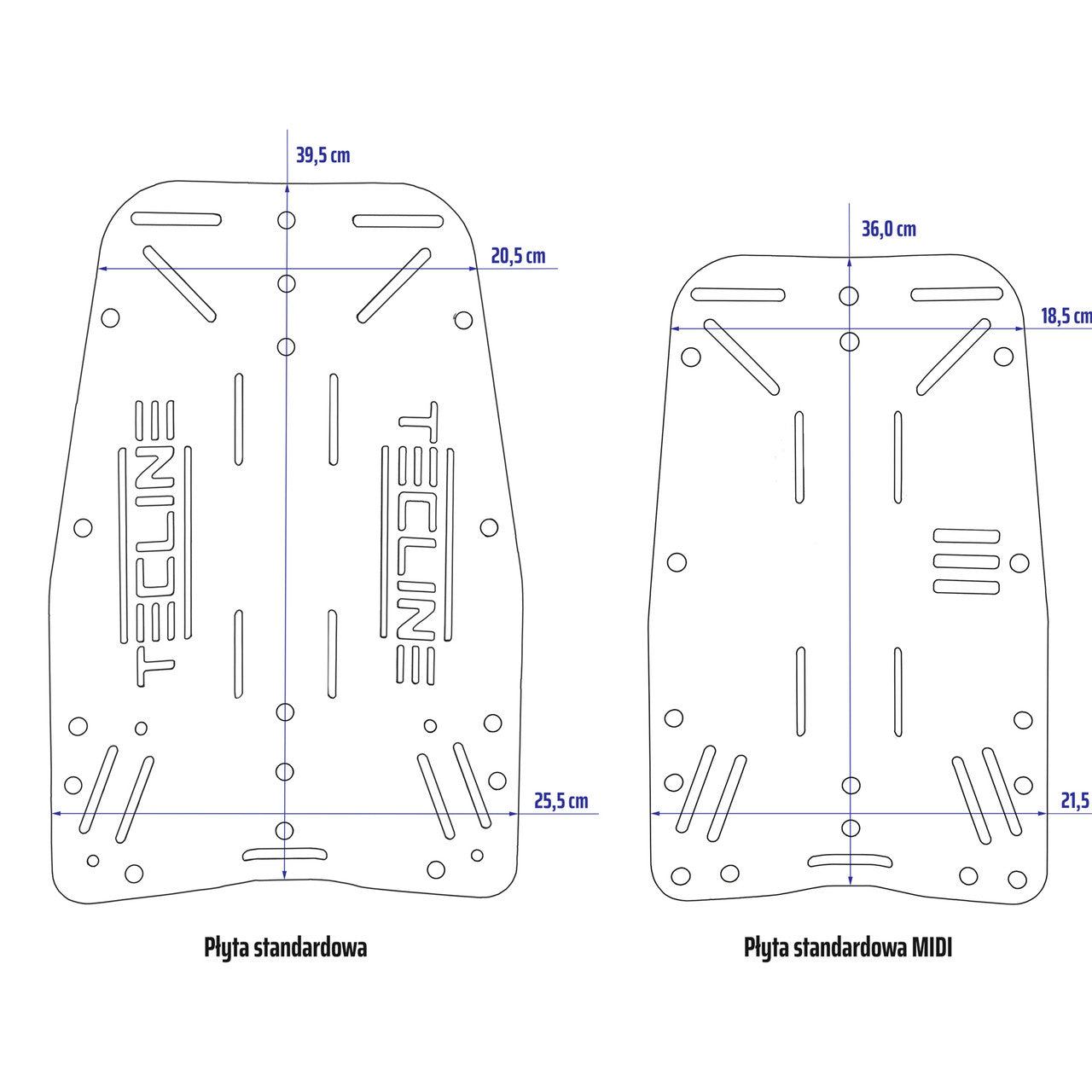 Tecline Back plate RVS 3mm MIDI